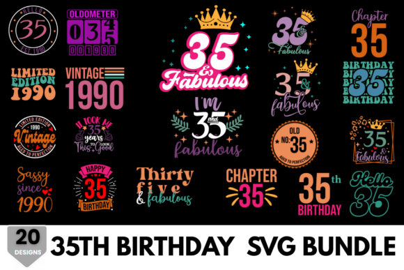 Download 35th Birthday Colorful SVG Design - Premium Resources