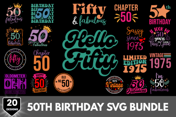 Download 50th Birthday Colorful SVG Design - Premium Bundle