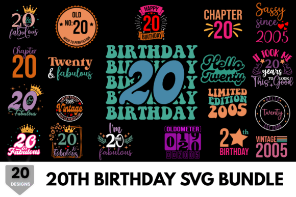 Download 20th Birthday Colorful SVG Design - Premium Bundle